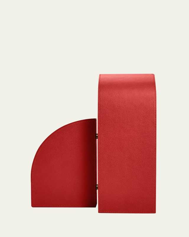 Cubist L Red Leather Bookend